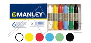MANLEY CARDBOARD BOX SET OF 6 COLOURED ASSORTED CRAYONS REF. 106 