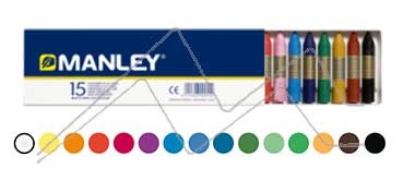MANLEY CARDBOARD BOX SET OF 15 COLOURED ASSORTED CRAYONS REF. 115 