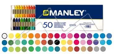 MANLEY CARDBOARD BOX SET OF 50 COLOURED ASSORTED CRAYONS REF. 150 