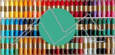 MANLEY BOX SET WITH 12 COLOURED CRAYONS - TURQUOISE GREEN NO. 23
