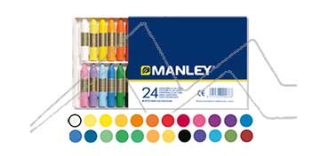 MANLEY CARDBOARD BOX SET OF 24 ASSORTED COLOURED CRAYONS REF-124