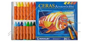 MANLEY SET OF 24 WATERCOLOUR CRAYONS ASSORTED COLOURS REF. 424