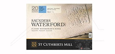 SAUNDERS WATERFORD WATERCOLOUR BLOCK 300 G HIGH WHITE COLD PRESSED (NOT) 20 SHEETS 4 DECKLE EDGES