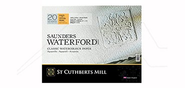 SAUNDERS WATERFORD WATERCOLOUR BLOCK 300 G HIGH WHITE ROUGH 20 SHEETS 4 DECKLE EDGES