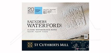 SAUNDERS WATERFORD WATERCOLOUR PAPER BLOCK 300 G COLD PRESSED (NOT) 20 SHEETS 4 DECKLE EDGES