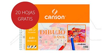 CANSON GUARRO BASIK SPIRAL DRAWING PAD MICROPERFORATED 20 UNLINED SHEETS 130 G - 20% FREE SHEETS
