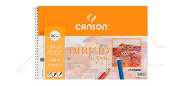 CANSON GUARRO BASIK SPIRAL DRAWING PAD MICROPERFORATED 20 SHEETS WITH SQUARE 130 G AND 2 HOLES