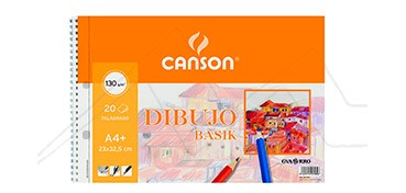 CANSON GUARRO BASIK SPIRAL DRAWING PAD MICROPERFORATED 20 SHEETS WITH 2 HOLES 130 G