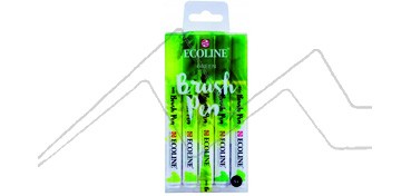 ECOLINE BRUSH PEN SET WITH 5 ASSORTED COLOURS GREEN TONES