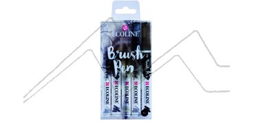 ECOLINE BRUSH PEN SET WITH 5 ASSORTED COLOURS GREY TONES