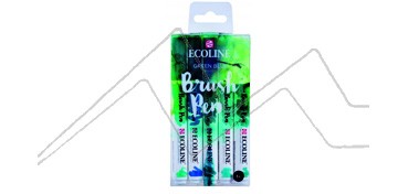 ECOLINE BRUSH PEN SET WITH 5 ASSORTED COLOURS BLUE GREEN TONES