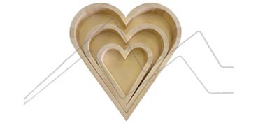 ARTEMIO WOODEN TRAY WITH 3 HEARTS FOR DECORATION