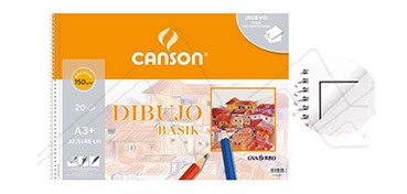 CANSON GUARRO BASIK SPIRAL DRAWING PAD MICROPERFORATED 20 SHEETS WITH SQUARE 150 G