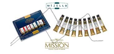 MIJELLO ARTIST MISSION GOLD CLASS WATERCOLOUR SET OF 9 X 7 ML TUBES INTRODUCTORY SET