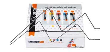 COBRA STUDY WATER BASED OIL PAINT PRIMARY COLOURS SET 5 X 40 ML TUBES