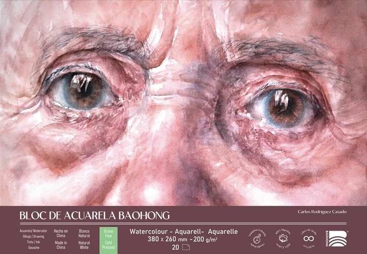 BAOHONG PLUS BLOC ACUARELA 20 HOJAS 200 G - 38 X 26 CM - EDICIÓN CARLOS RODRÍGUEZ