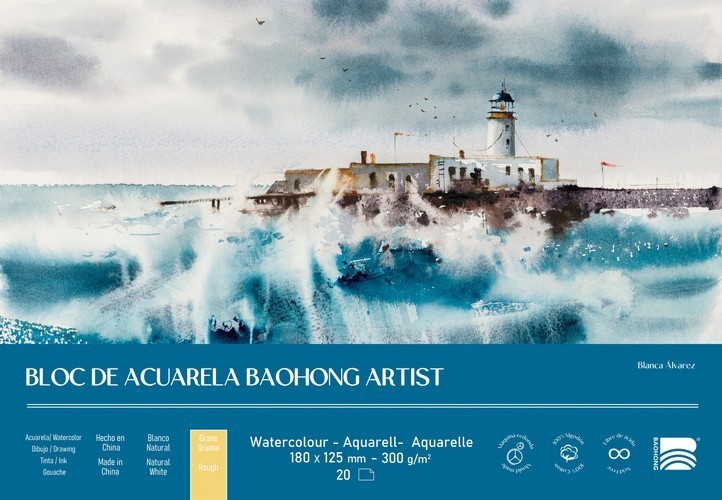 BAOHONG BLOC ACUARELA ARTIST 20 HOJAS 300 G - 18 X 12,5 CM - EDICIÓN BLANCA ÁLVAREZ