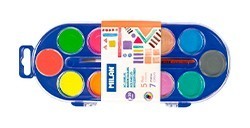 MILAN BOÎTE DE 12 PASTILLES D'AQUARELLE 30 MM DIAMÈTRE + PINCEAU