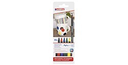 EDDING 4200 SCATOLA PENNARELLI PUNTA PENNELLO PER PORCELLANA COLORI ASSORTITI - 6 UNITÀ