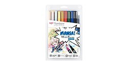 TOMBOW DUAL BRUSH SET 10 PENNARELLI A DOPPIA PUNTA CON PENNELLO - MANGA SHONEN