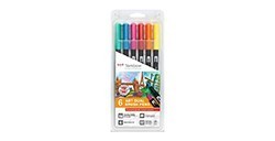 TOMBOW DUAL BRUSH PEN SET OF 6 DERMATOLOGICALLY TESTED COLOURS ABT-6-3