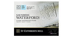 SAUNDERS WATERFORD BLOCCO CARTA PER ACQUERELLO COLLATO 4 LATI 20 FOGLI 300 G GRANA FINE