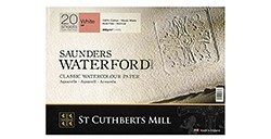 SAUNDERS WATERFORD BLOCCO CARTA PER ACQUERELLO COLLATO 4 LATI 20 FOGLI 300 G GRANA SATINATA