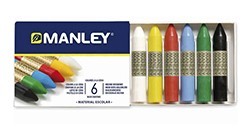 MANLEY KARTONETUI MIT 6 WACHSMALKREIDEN SORTIERTE FARBEN REF-106