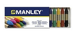 MANLEY SCATOLA CARTONE 10 PASTELLI A CERA IN COLORI ASSORTITI RIF-110