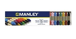 MANLEY SCATOLA CARTONE 15 PASTELLI A CERA IN COLORI ASSORTITI RIF-115