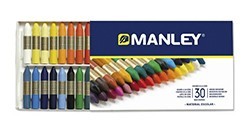 MANLEY KARTONETUI MIT 30 WACHSMALKREIDEN SORTIERTE FARBEN REF-130