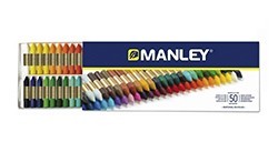 MANLEY SCATOLA CARTONE 50 PASTELLI A CERA IN COLORI ASSORTITI RIF-150