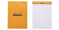RHODIA NOTIZBLOCK 80 BLATT UNLINIERT MIKROPERFORIERT GEKLAMMERTER ORANGER EINBAND 80 G