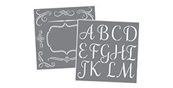 DECOART KIT DI 7 STENCIL (6 STENCIL ALFABETO + 1 STENCIL BORDO) PYI 101