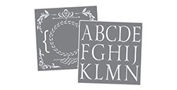 DECOART KIT DI 7 STENCIL (6 STENCIL ALFABETO + 1 STENCIL BORDO) PYI 104