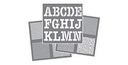 DECOART KIT DI 4 STENCIL (2 STENCIL ALFABETO + 2 STENCIL SFONDO) PYB 103