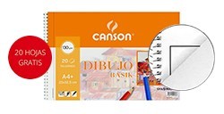 CANSON GUARRO BASIK BLOCCO DA DISEGNO SPIRALATO MICROFORATO 20 FOGLI CON RIQUADRO 130 G - 20% DI FOGLI GRATUITI