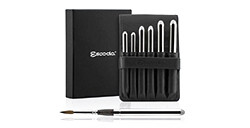 ESCODA ASTUCCIO IN SIMILPELLE NERA CON 6 PENNELLI TASCABILI ARGENTATI ÓPTIMO SERIE 1215