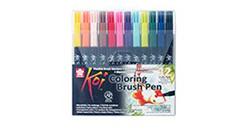 SAKURA KOI COLORING BRUSH PEN SET 12 ASSORTED COLOURS