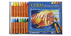 MANLEY ASTUCCIO 24 PASTELLI A CERA ACQUERELLABILI IN COLORI ASSORTITI RFA-424
