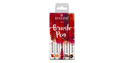ECOLINE BRUSH PEN ESTUCHE PLÁSTICO CON 5 ROTULADORES DE COLORES SURTIDOS - TONOS ROJO