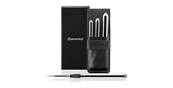 ESCODA ASTUCCIO IN SIMILPELLE NERA CON 3 PENNELLI TASCABILI ARGENTATI PERLA SERIE 1438