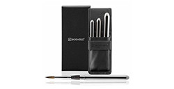 ESCODA ASTUCCIO IN SIMILPELLE NERA CON 3 PENNELLI TASCABILI ARGENTATI ÓPTIMO SERIE 1215