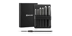 ESCODA ASTUCCIO IN SIMILPELLE NERA CON 6 PENNELLI TASCABILI ARGENTATI PERLA SERIE 1438