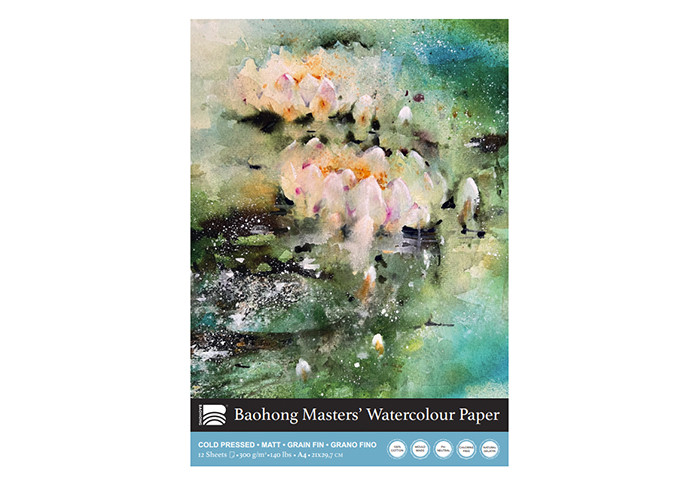 BAOHONG MASTERS´ CHOICE PAD ACUARELA 12 HOJAS 300 G 21 X 29,7 CM - GRANO FINO - EDICIÓN JEAN HAINES