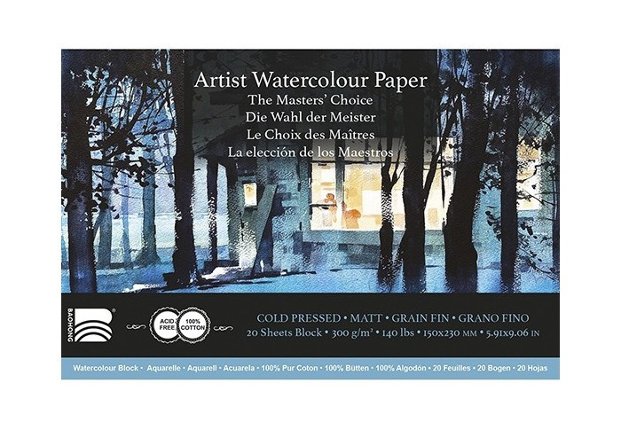 BAOHONG MASTERS' CHOICE BLOC ACUARELA 20 HOJAS 300 G 15 X 23 CM - GRANO FINO - EDICIÓN THOMAS W SCHALLER