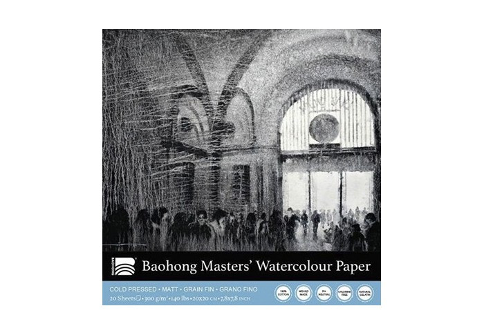 BAOHONG MASTERS' CHOICE BLOC ACUARELA 20 HOJAS 300 G 20 X 20 CM - GRANO FINO - EDICIÓN NICOLAS LOPEZ