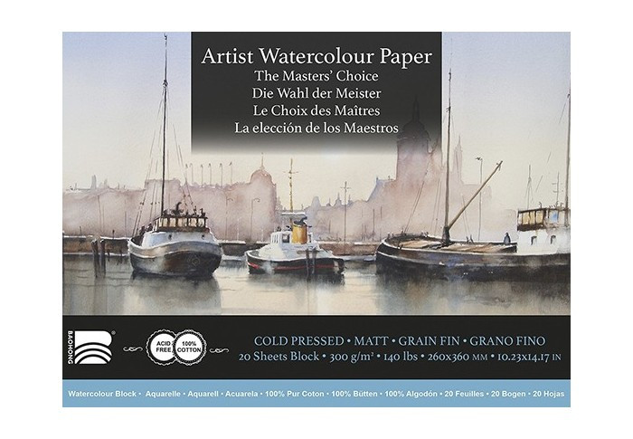 BAOHONG MASTERS' CHOICE BLOCCO PER ACQUERELLO 20 FOGLI 300 G 26 X 36 CM - GRANA FINE - EDIZIONE JAN MIN