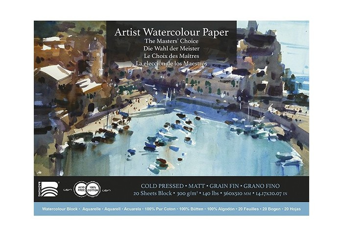 BAOHONG MASTERS' CHOICE BLOCCO PER ACQUERELLO 20 FOGLI 300 G 36 X 51 CM - GRANA FINE - EDIZIONE AMANDA HYATT