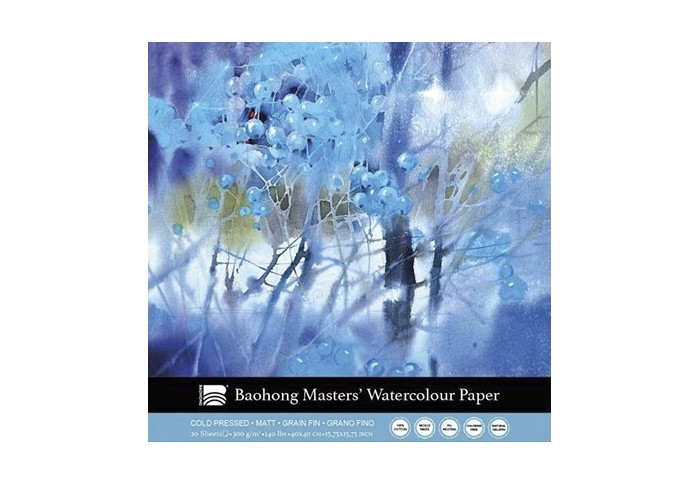 BAOHONG MASTERS' CHOICE BLOC ACUARELA 20 HOJAS 300 G 40 X 40 CM - GRANO FINO - EDICIÓN VIKTORIA PRISCHEDKO